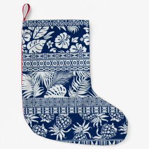 Hibiscus tropical leaves hawaiian ornament wallpap small christmas stocking