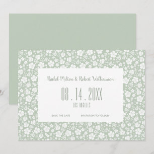 Hibiscus Tropical Pale Green Wedding Save The Date