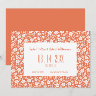 Hibiscus Tropical Peach Wedding Save The Date