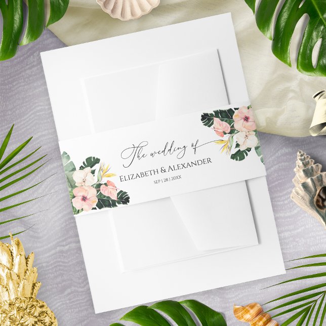 Hibiscus Tropical Wedding Invitation Belly Band (Creator Uploaded)