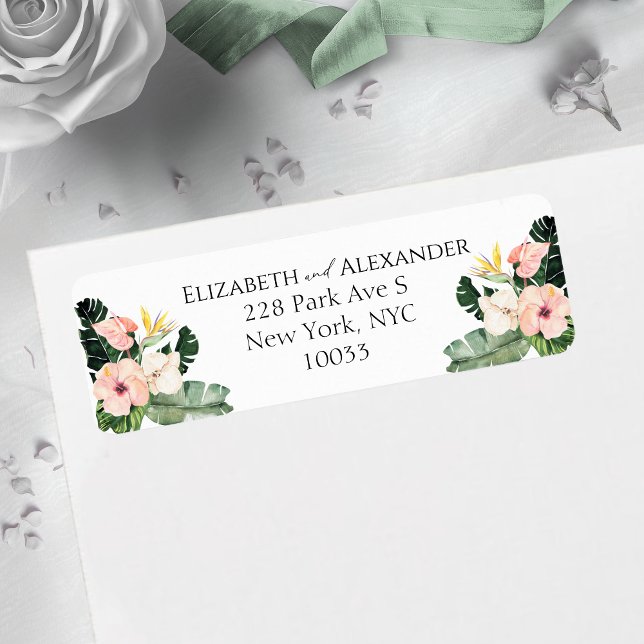 Hibiscus Tropical Wedding Return Address Label (Creator Uploaded)