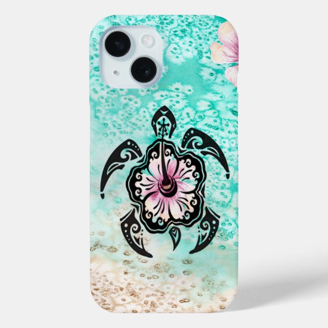 Hibiscus Turtle Case-Mate iPhone Case (Back)