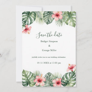 Hibiscus Vintage Hawaii Floral Tropical Wedding Invitation
