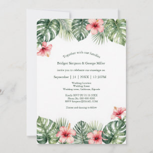 Hibiscus Vintage Hawaii Floral Tropical Wedding Invitation