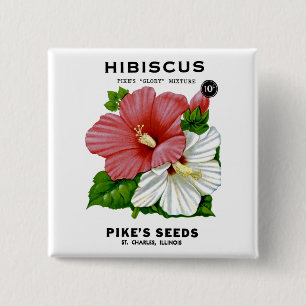 Hibiscus Vintage Seed Packet 15 Cm Square Badge