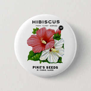 Hibiscus Vintage Seed Packet 6 Cm Round Badge