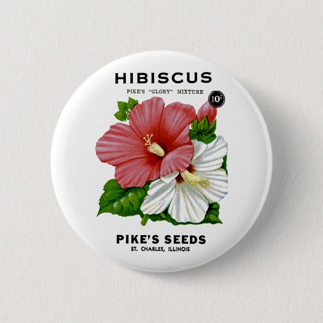 Hibiscus Vintage Seed Packet 6 Cm Round Badge (Front)