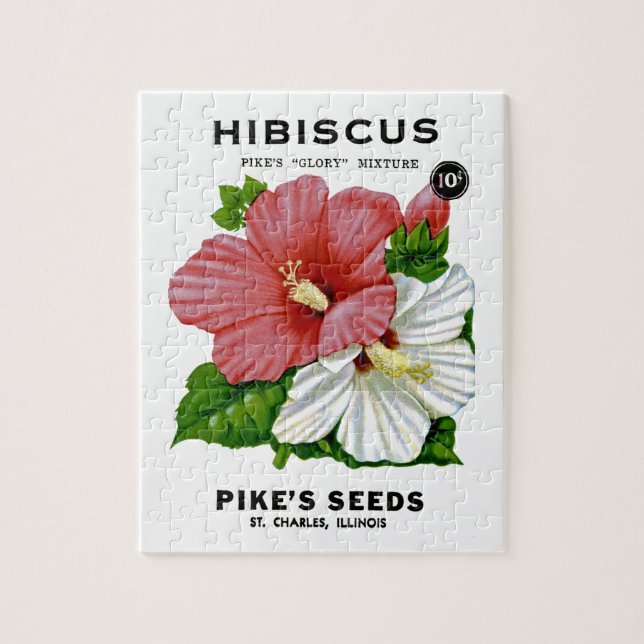 Hibiscus Vintage Seed Packet Jigsaw Puzzle (Vertical)