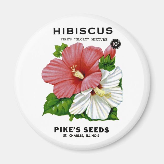 Hibiscus Vintage Seed Packet Magnet (Front)