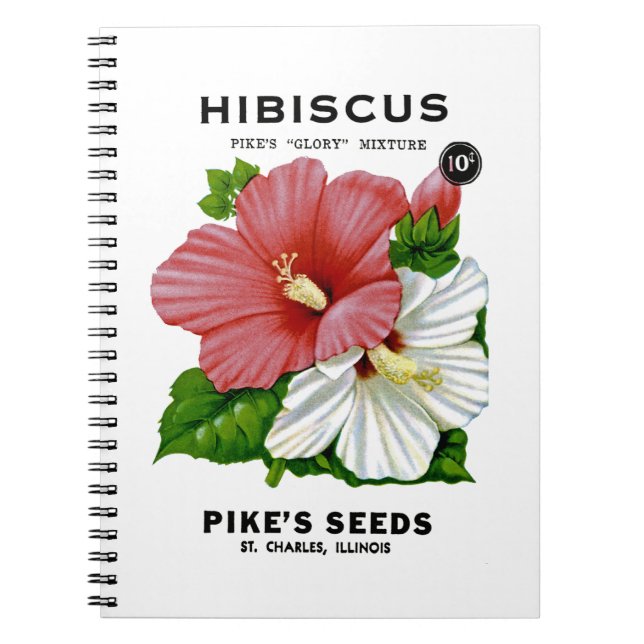 Hibiscus Vintage Seed Packet Notebook (Front)