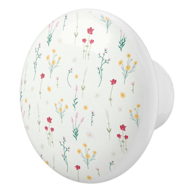 Hibiscus Watercolor Botanical Blooming Seamless Ceramic Knob (Right)