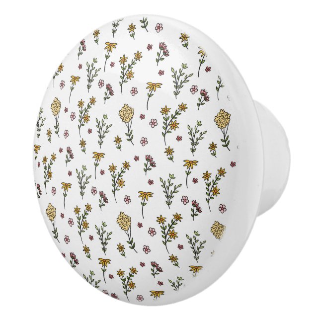 Hibiscus Watercolor Botanical Blooming Seamless Ceramic Knob (Right)