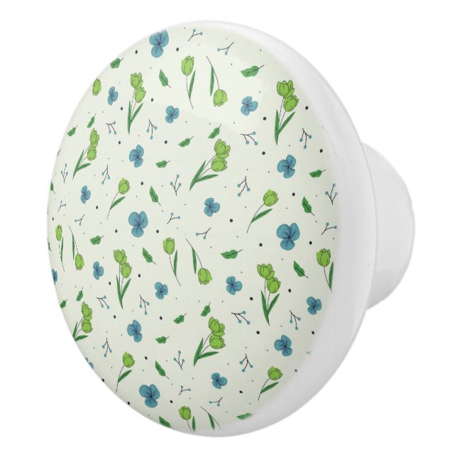 Hibiscus Watercolor Botanical Blooming Seamless Ceramic Knob (Right)