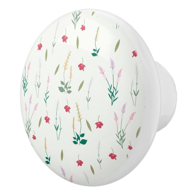 Hibiscus Watercolor Botanical Blooming Seamless Ceramic Knob (Right)