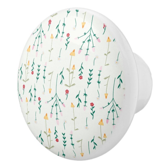 Hibiscus Watercolor Botanical Blooming Seamless Ceramic Knob (Right)