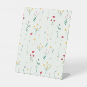 Hibiscus Watercolor Botanical Blooming Seamless Pedestal Sign