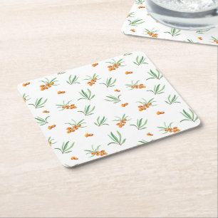 Hibiscus Watercolor Botanical Blooming Seamless Square Paper Coaster