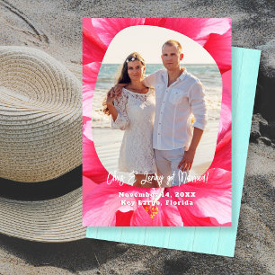 Hibiscus We Got Married Photo Announcement