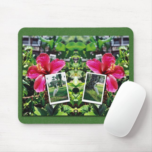 Hibiscus with Egrets Mouse Mat (With Mouse)