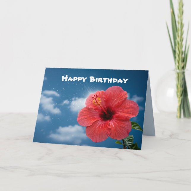 Hibuscus in Paradise Birthday Card (Front)
