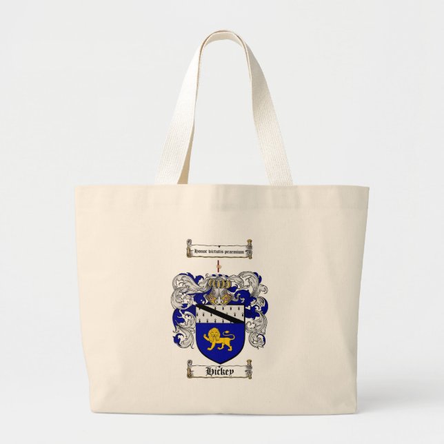 HICKEY FAMILY CREST -  HICKEY COAT OF ARMS LARGE TOTE BAG (Front)