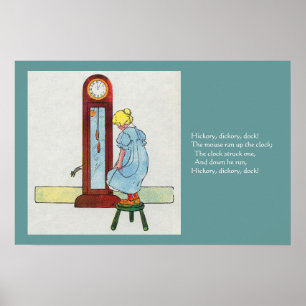 Hickory, Dickory, Dock Mother Goose Nursery Rhyme Poster