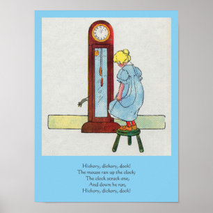 Hickory, Dickory, Dock Mother Goose Nursery Rhyme Poster