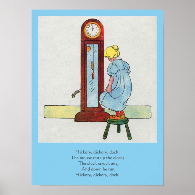 Hickory, Dickory, Dock Mother Goose Nursery Rhyme Poster (Front)