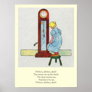 Hickory, Dickory, Dock Mother Goose Nursery Rhyme Poster