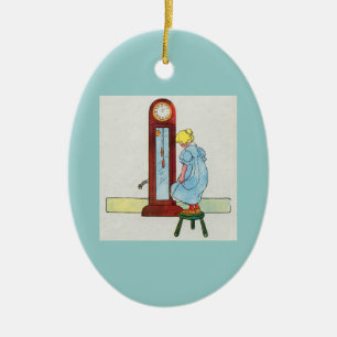 Hickory, dickory, dock! The mouse ran up the clock Ceramic Tree Decoration