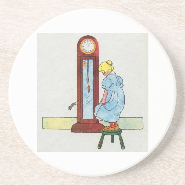 Hickory, dickory, dock! The mouse ran up the clock Coaster (Front)
