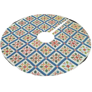 Hickory leaf friendship quilt brushed polyester tree skirt