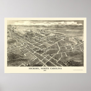 Hickory, NC Panoramic Map - 1907 Poster