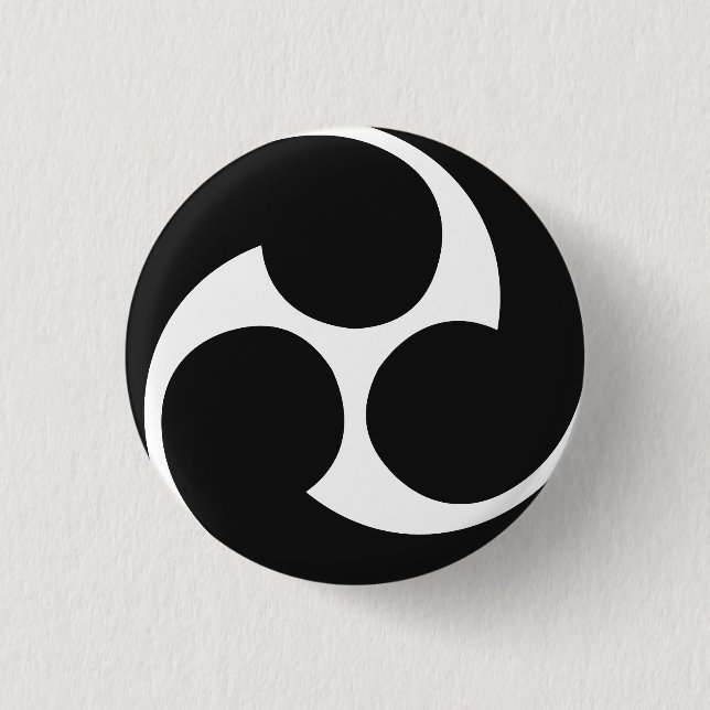 Hidari Mitsudomoe 左三つ巴 Taiko Button (Front)