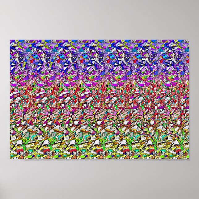 Hidden 3D Stereogram Poster, Butterfly on a Flower Poster (Front)