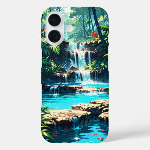 Hidden Anime Summer Jungle Waterfall iPhone 16 Case