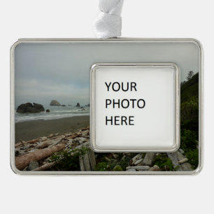 Hidden Beach I at Redwood National Park Silver Plated Framed Ornament