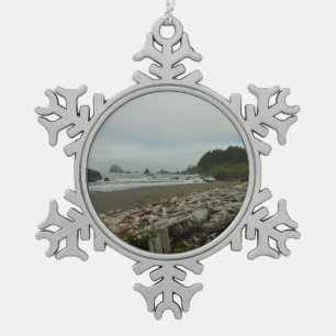 Hidden Beach I at Redwood National Park Snowflake Pewter Christmas Ornament