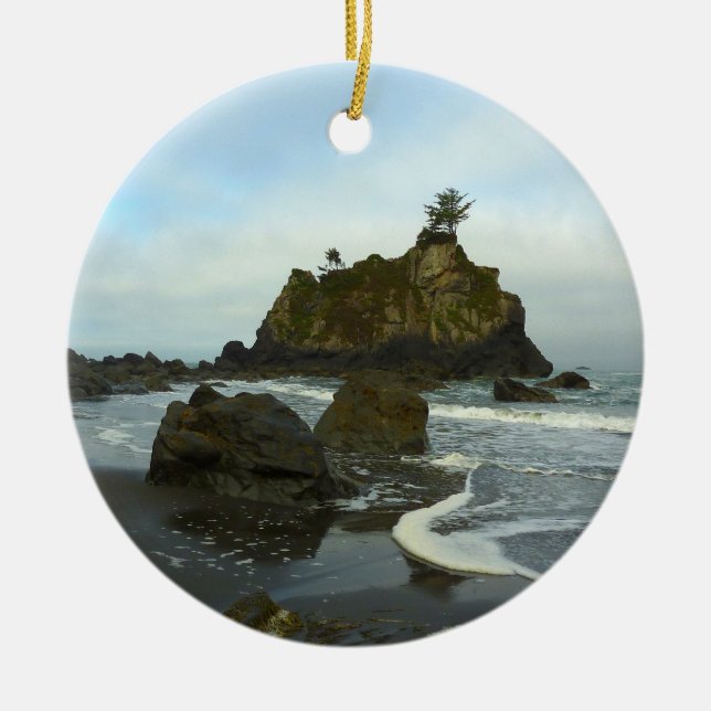 Hidden Beach II at Redwood National Park Ceramic Tree Decoration (Front)