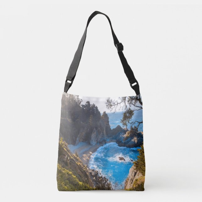 Hidden Beach Paradise Ocean Waves Crossbody Bag (Back)