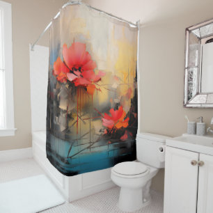 Hidden Beauty – Abstract Floral Modern Art Shower Curtain