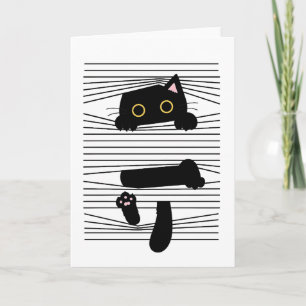 Hidden Black Cat Cute Funny Minimalist Animal Love Card
