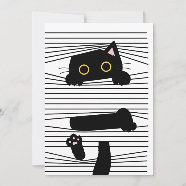 Hidden Black Cat Cute Funny Minimalist Animal Love Invitation (Front)