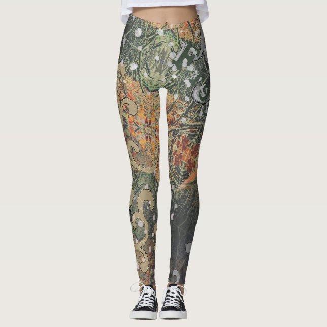 Hidden Delicate Camouflage & Your Text  Leggings (Front)