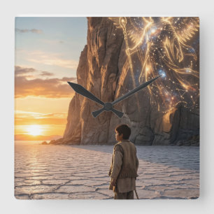Hidden Destiny Desert Shadow Fantasy Square Wall Clock