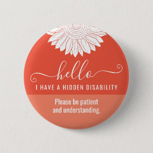 hidden disability awareness 6 cm round badge