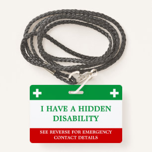 Hidden Disability Medical Alert Lanyard ICE ID ID Badge