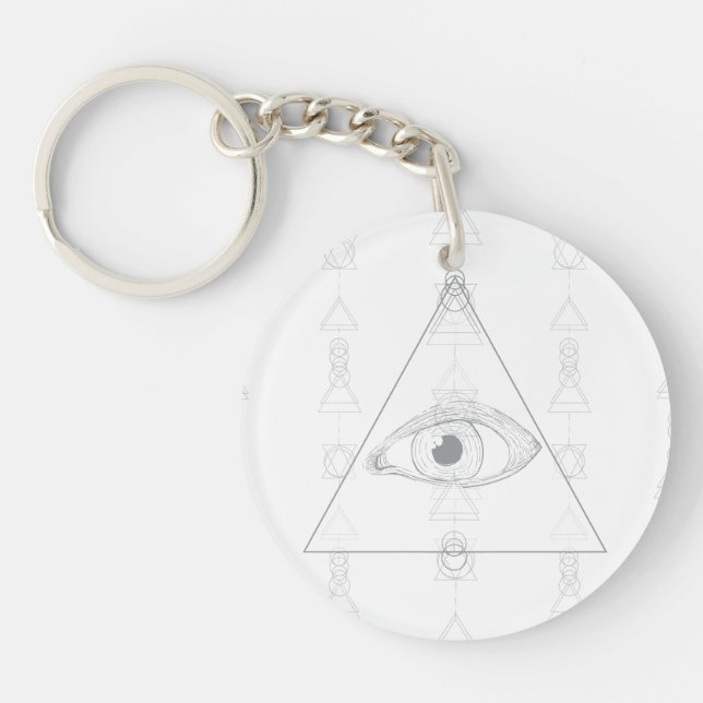 Hidden Eye Secret Knowledge Esoteric Geometric Key Ring (Front)