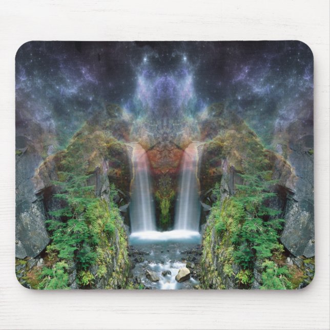 Hidden Faces in Fantasy Waterfalls Mouse Mat (Front)