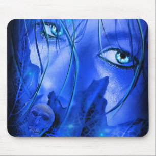 HIDDEN FEAR BLUE GIRL WITH SKULL MOUSE MAT